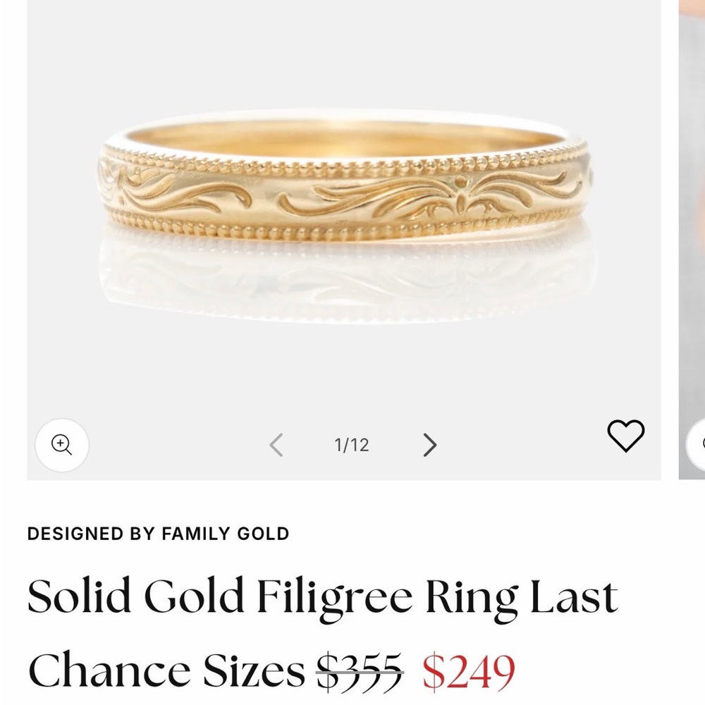 Local Eclectic Solid Gold Filigree Ring, Size 6.5 - image 2